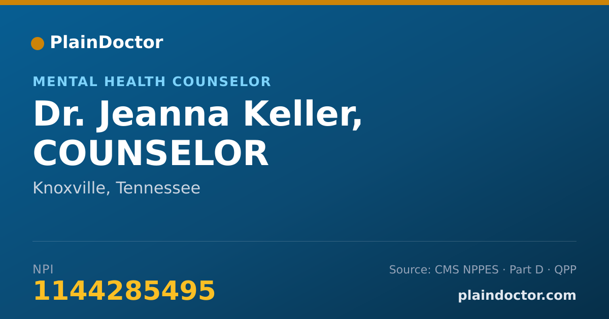 Shareable card for Jeanna Keller, COUNSELOR - Mental Health Counselor, Knoxville, TN