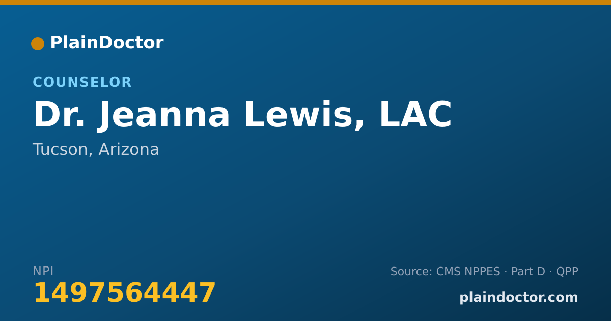 Shareable card for Jeanna Lewis, LAC - Counselor, Tucson, AZ