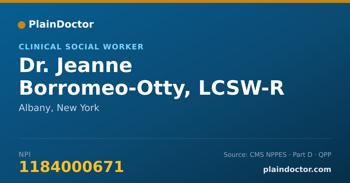 Shareable card for Jeanne Borromeo-Otty, LCSW-R - Clinical Social Worker, Albany, NY