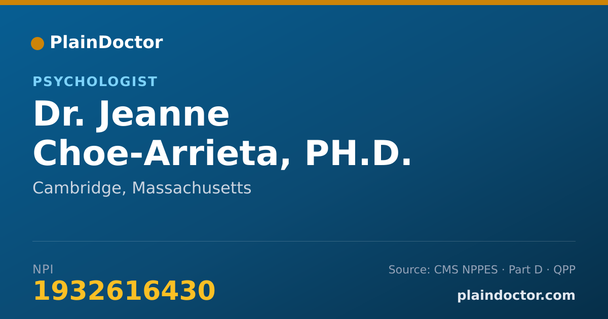 Shareable card for Jeanne Choe-Arrieta, PH.D. - Psychologist, Cambridge, MA