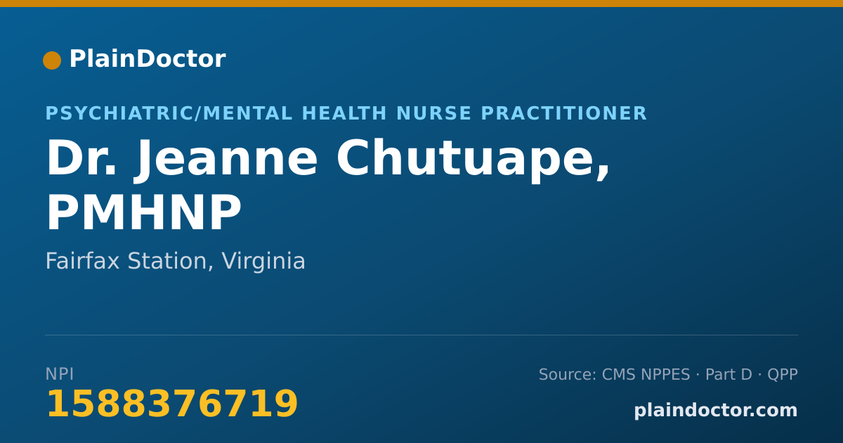 Shareable card for Jeanne Chutuape, PMHNP - Psychiatric/Mental Health Nurse Practitioner, Fairfax Station, VA
