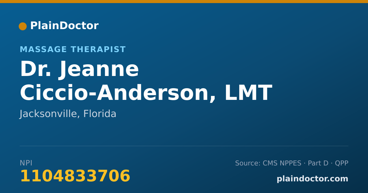 Shareable card for Jeanne Ciccio-Anderson, LMT - Massage Therapist, Jacksonville, FL
