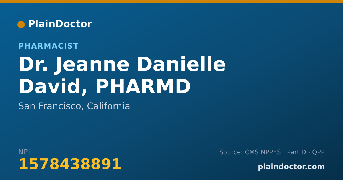 Shareable card for Jeanne Danielle David, PHARMD - Pharmacist, San Francisco, CA