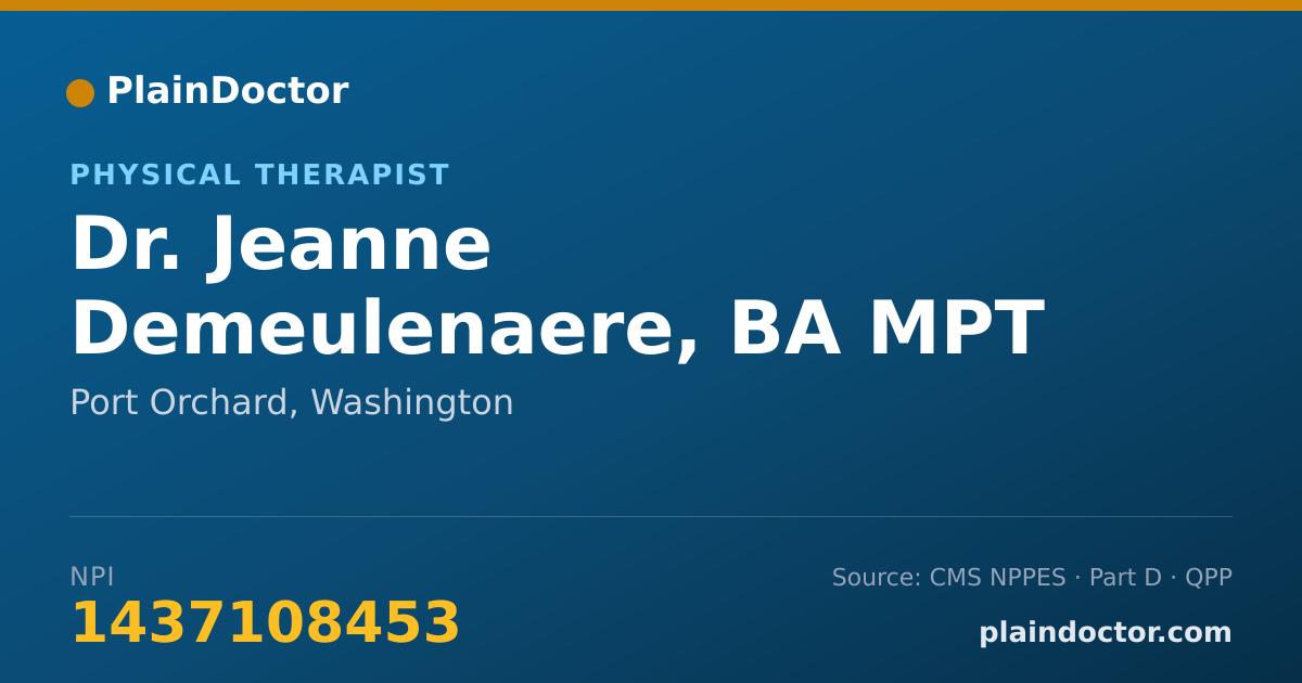 Shareable card for Jeanne Demeulenaere, BA MPT - Physical Therapist, Port Orchard, WA