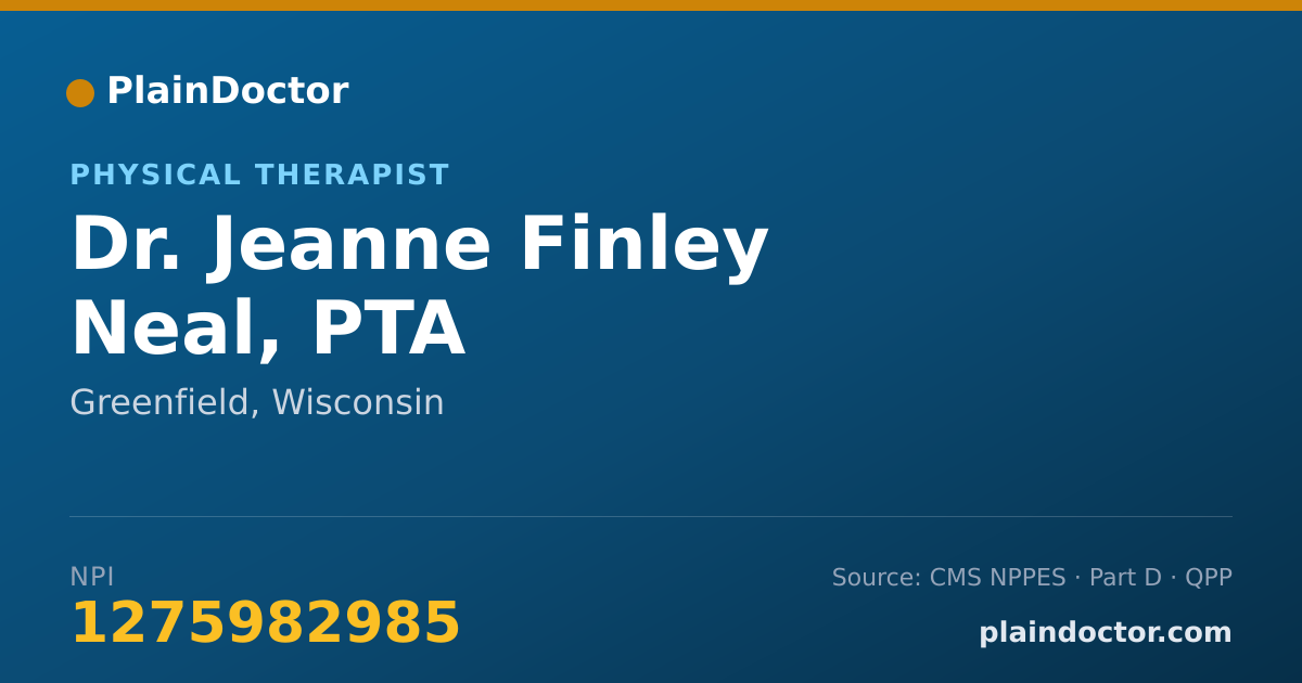 Shareable card for Jeanne Finley Neal, PTA - Physical Therapist, Greenfield, WI