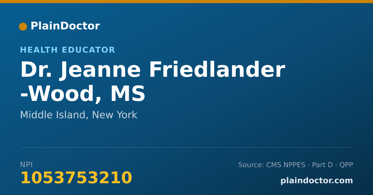 Shareable card for Jeanne Friedlander -Wood, MS - Health Educator, Middle Island, NY