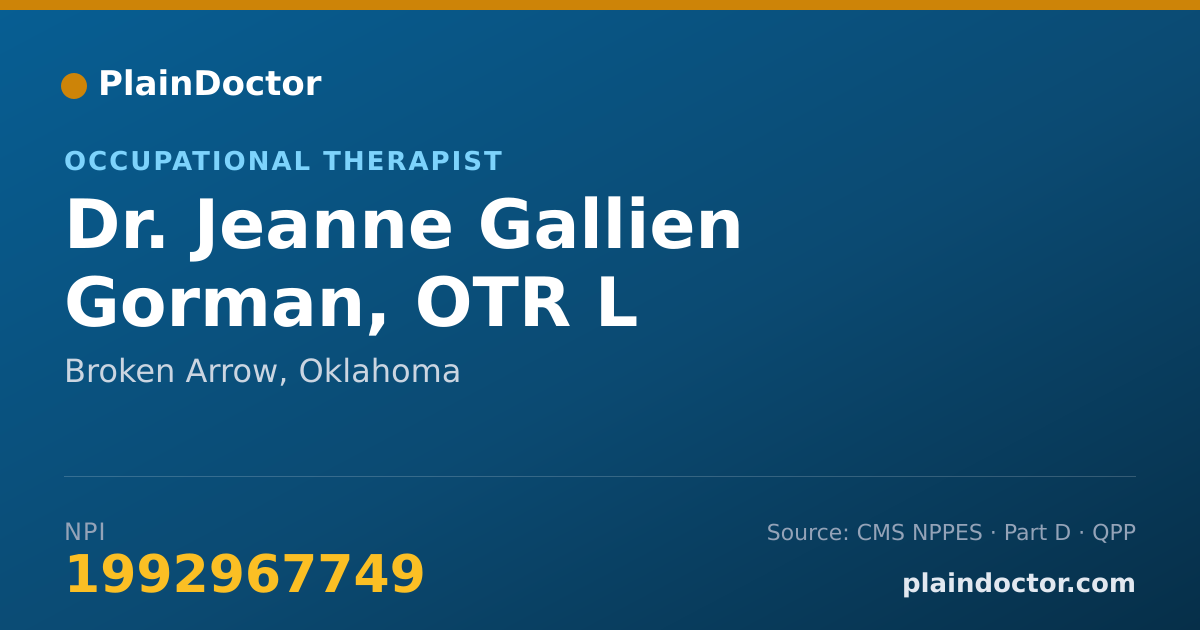Shareable card for Jeanne Gallien Gorman, OTR L - Occupational Therapist, Broken Arrow, OK