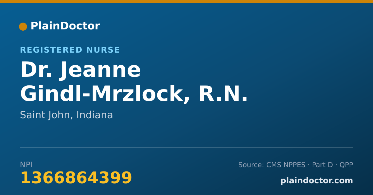 Shareable card for Jeanne Gindl-Mrzlock, R.N. - Registered Nurse, Saint John, IN
