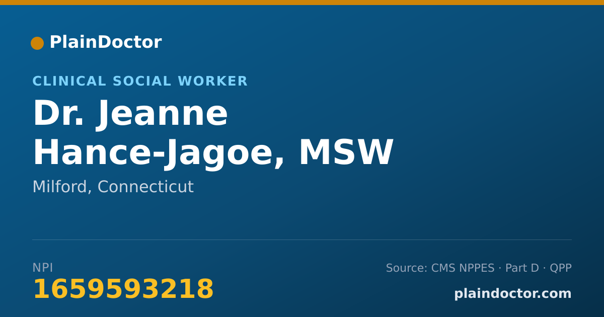 Shareable card for Jeanne Hance-Jagoe, MSW - Clinical Social Worker, Milford, CT