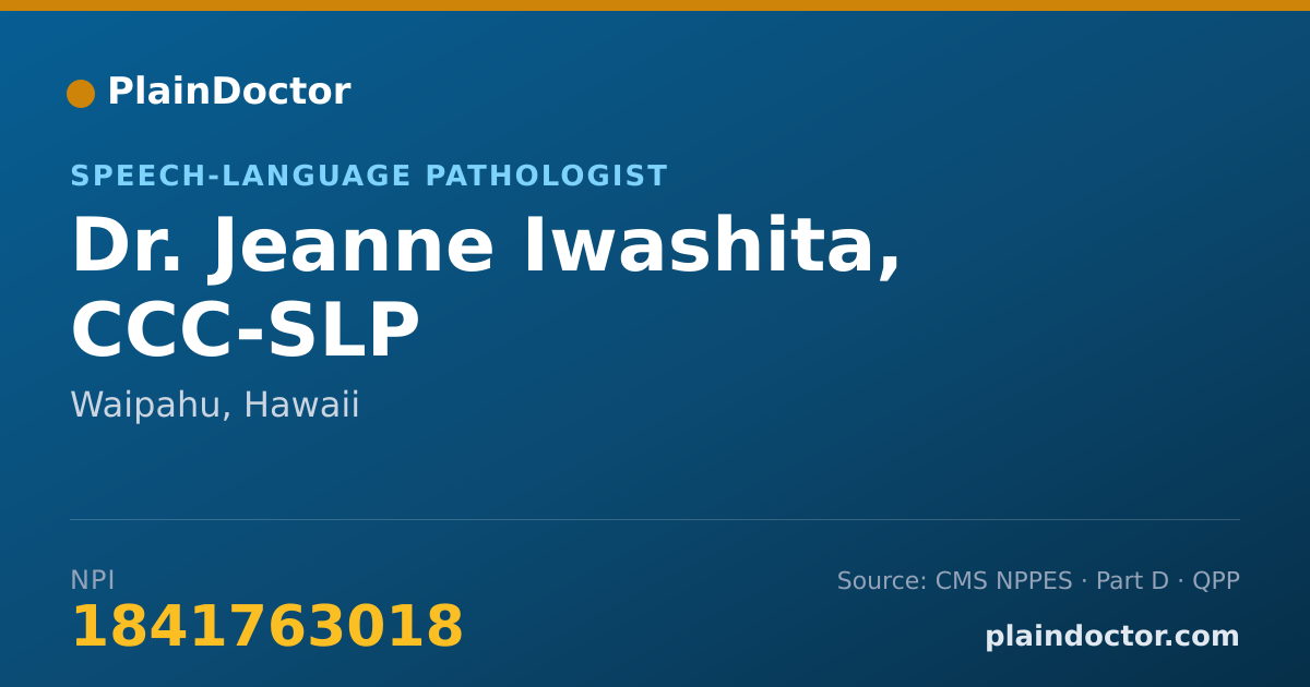 Shareable card for Jeanne Iwashita, CCC-SLP - Speech-Language Pathologist, Waipahu, HI