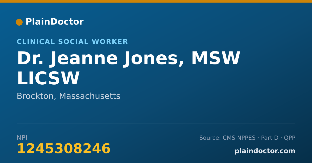 Shareable card for Jeanne Jones, MSW LICSW - Clinical Social Worker, Brockton, MA
