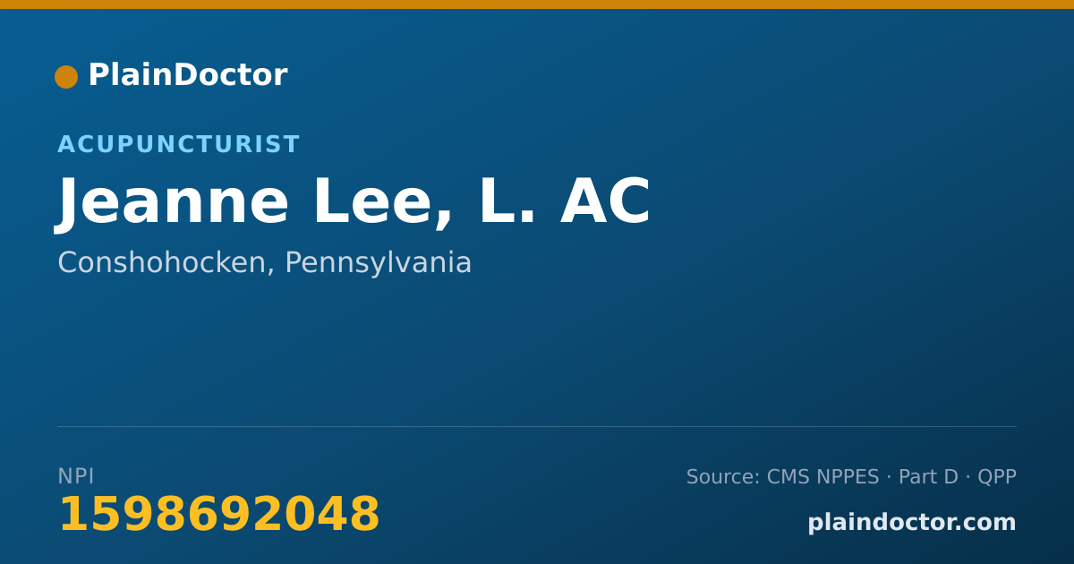 Shareable card for Jeanne Lee, L. AC - Acupuncturist, Conshohocken, PA