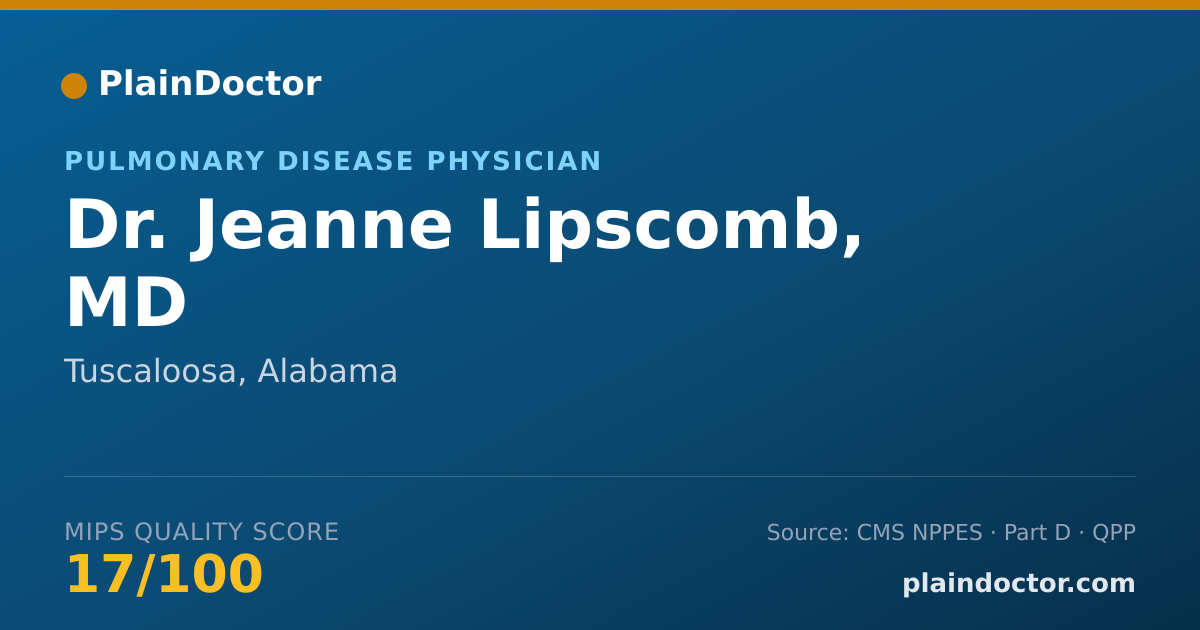 Shareable card for Jeanne Lipscomb, MD - Pulmonary Disease Physician, Tuscaloosa, AL