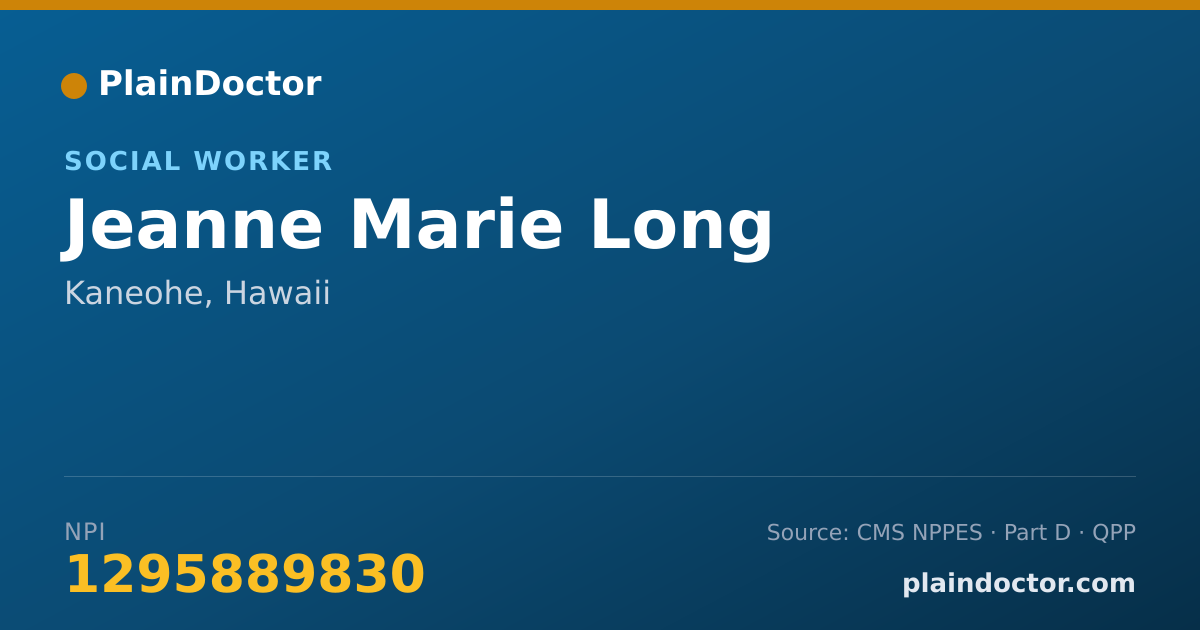 Shareable card for Jeanne Marie Long - Social Worker, Kaneohe, HI