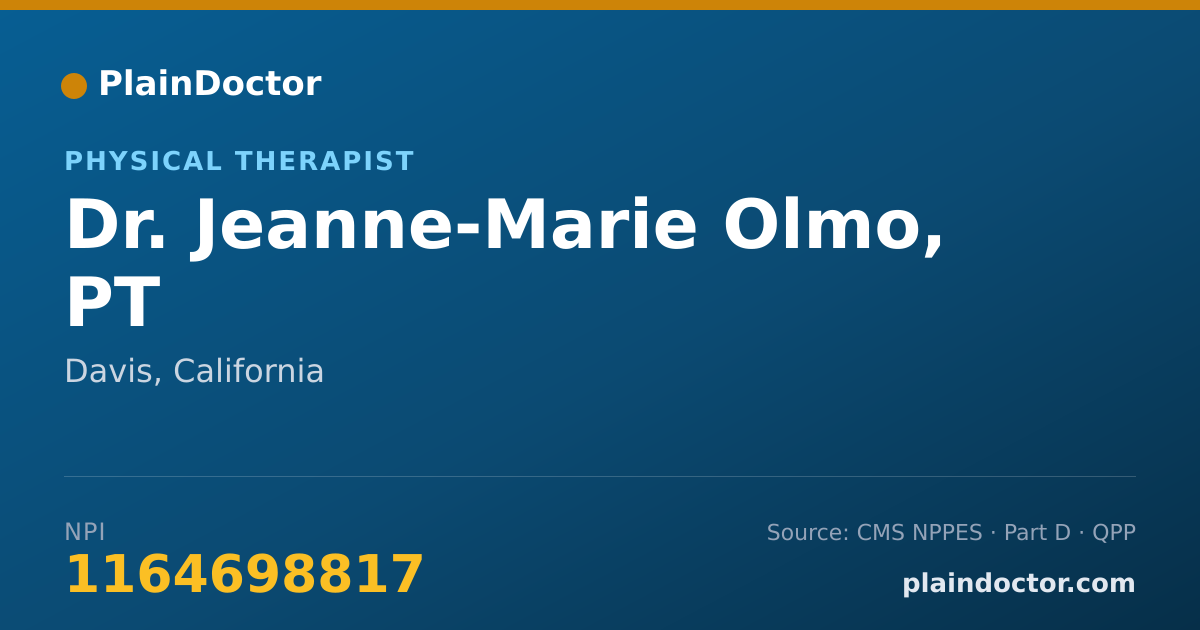 Shareable card for Jeanne-Marie Olmo, PT - Physical Therapist, Davis, CA
