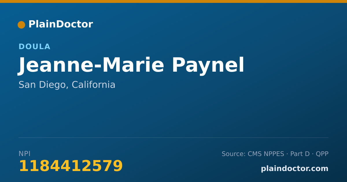 Shareable card for Jeanne-Marie Paynel - Doula, San Diego, CA