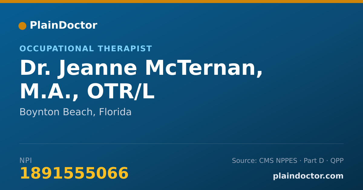 Shareable card for Jeanne McTernan, M.A., OTR/L - Occupational Therapist, Boynton Beach, FL