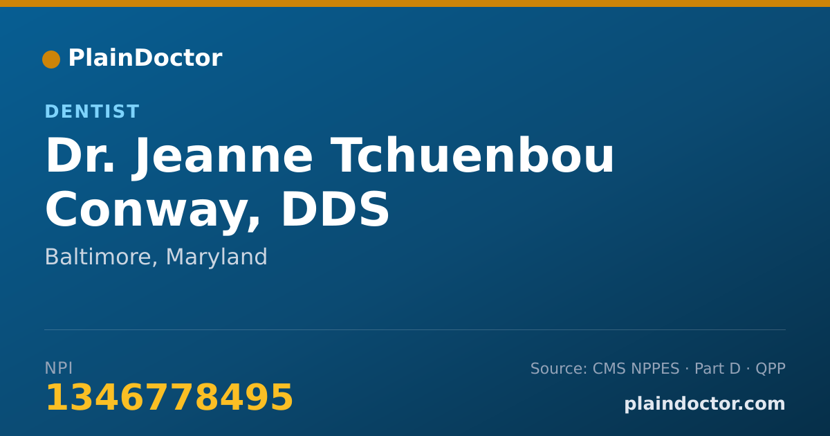 Shareable card for Jeanne Tchuenbou Conway, DDS - Dentist, Baltimore, MD