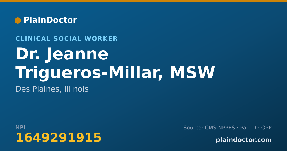 Shareable card for Jeanne Trigueros-Millar, MSW - Clinical Social Worker, Des Plaines, IL