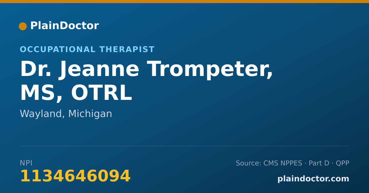 Shareable card for Jeanne Trompeter, MS, OTRL - Occupational Therapist, Wayland, MI