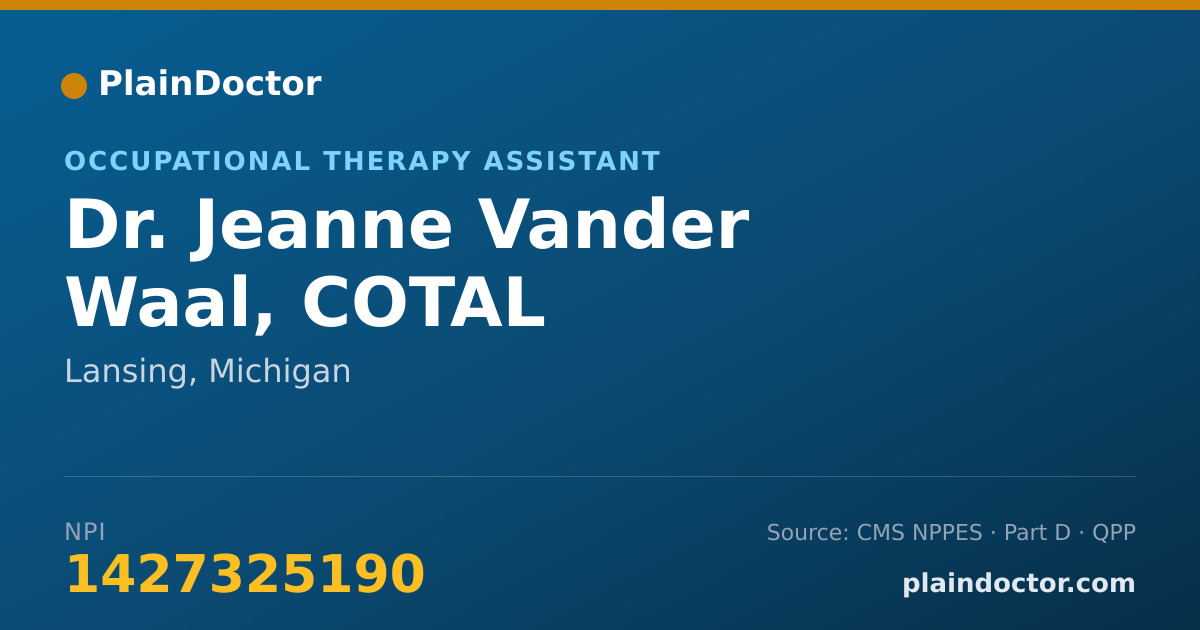 Shareable card for Jeanne Vander Waal, COTAL - Occupational Therapy Assistant, Lansing, MI