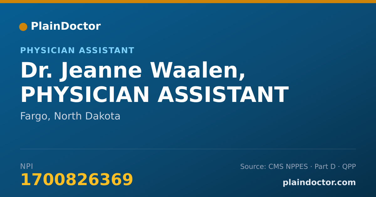 Shareable card for Jeanne Waalen, PHYSICIAN ASSISTANT - Physician Assistant, Fargo, ND