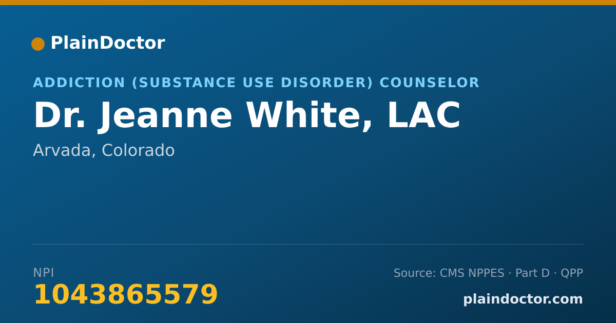 Shareable card for Jeanne White, LAC - Addiction (Substance Use Disorder) Counselor, Arvada, CO
