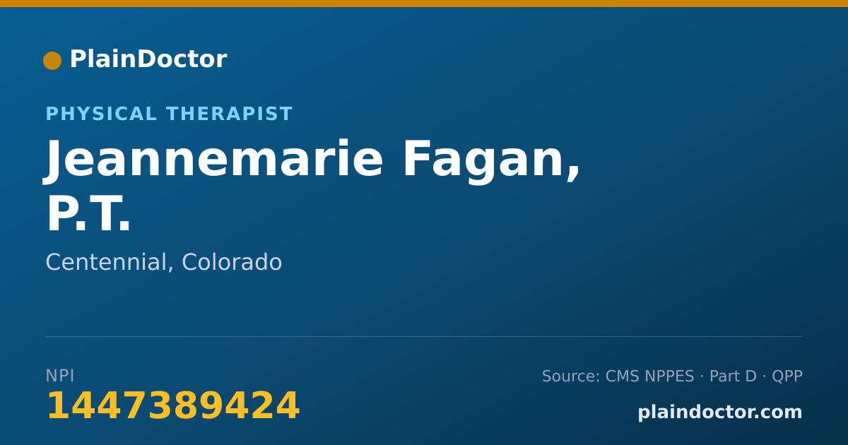 Shareable card for Jeannemarie Fagan, P.T. - Physical Therapist, Centennial, CO