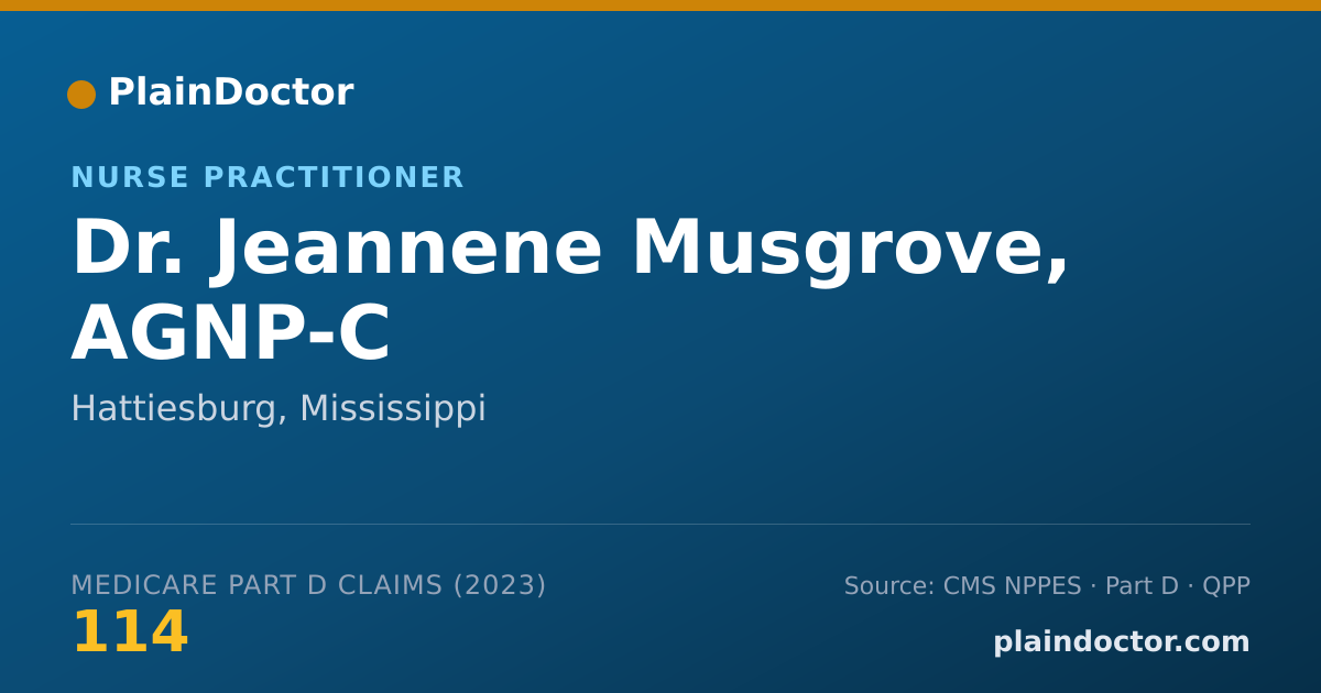 Shareable card for Jeannene Musgrove, AGNP-C - Nurse Practitioner, Hattiesburg, MS
