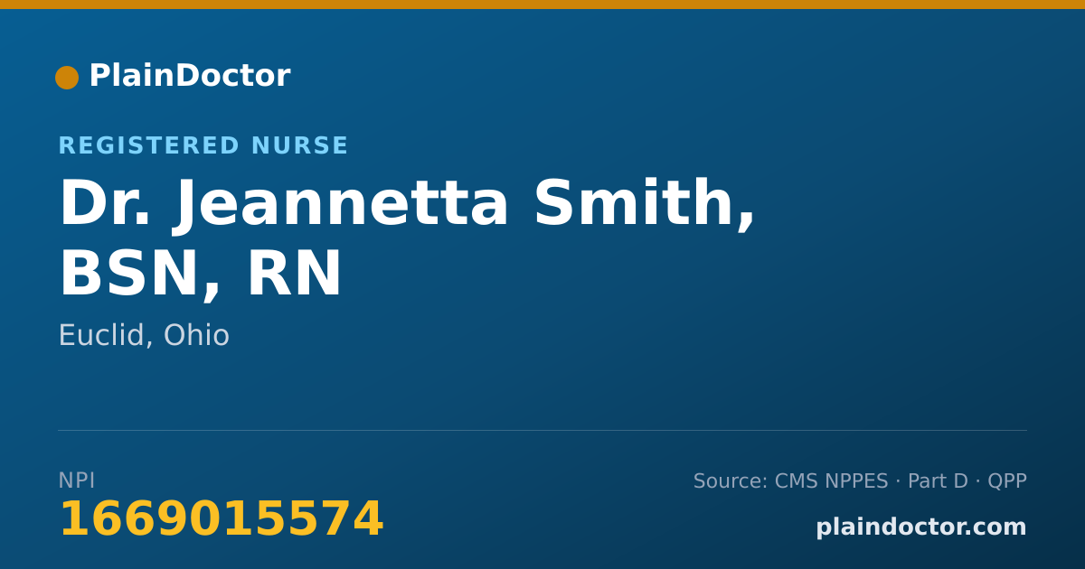 Shareable card for Jeannetta Smith, BSN, RN - Registered Nurse, Euclid, OH