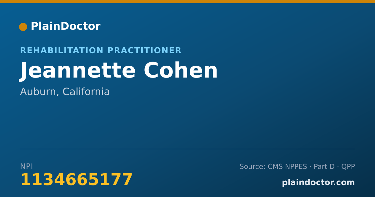 Shareable card for Jeannette Cohen - Rehabilitation Practitioner, Auburn, CA