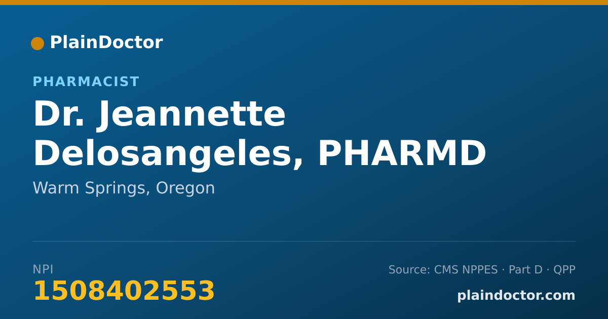 Shareable card for Jeannette Delosangeles, PHARMD - Pharmacist, Warm Springs, OR