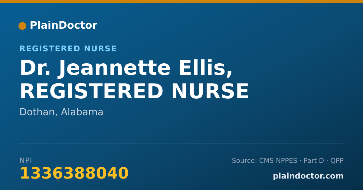 Shareable card for Jeannette Ellis, REGISTERED NURSE - Registered Nurse, Dothan, AL
