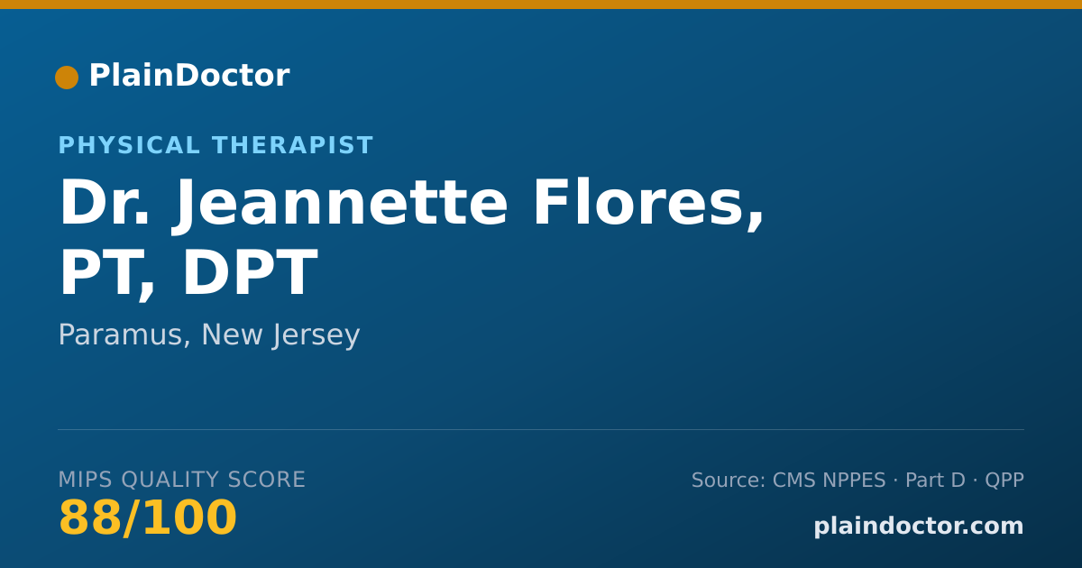 Shareable card for Jeannette Flores, PT, DPT - Physical Therapist, Paramus, NJ