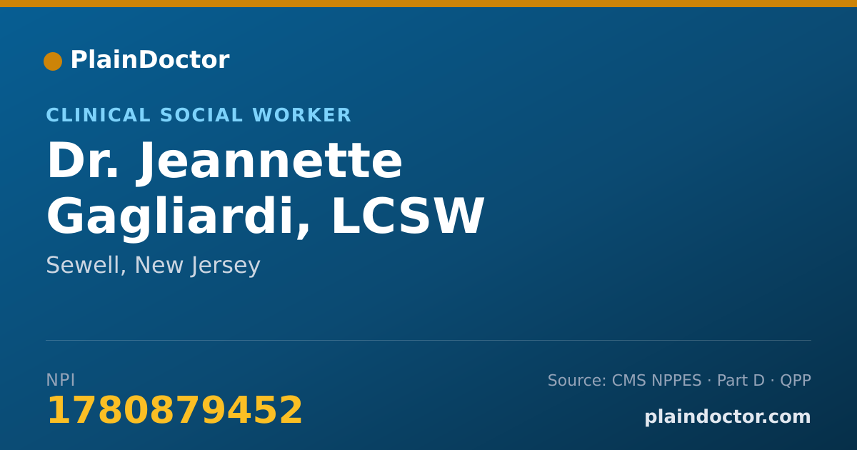 Shareable card for Jeannette Gagliardi, LCSW - Clinical Social Worker, Sewell, NJ