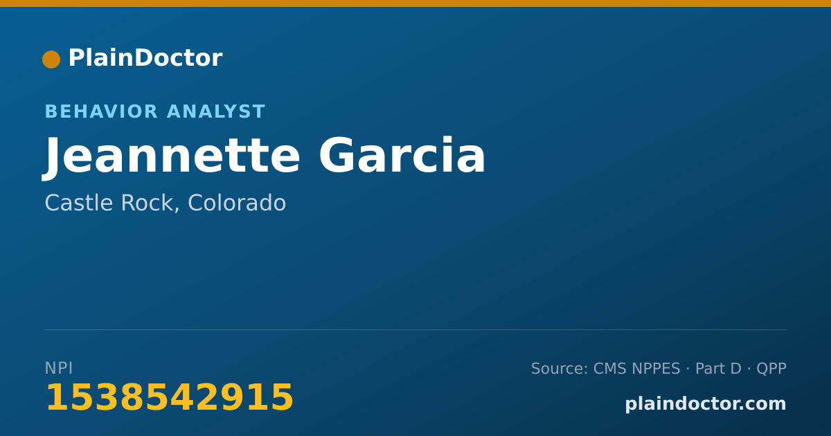 Shareable card for Jeannette Garcia - Behavior Analyst, Castle Rock, CO