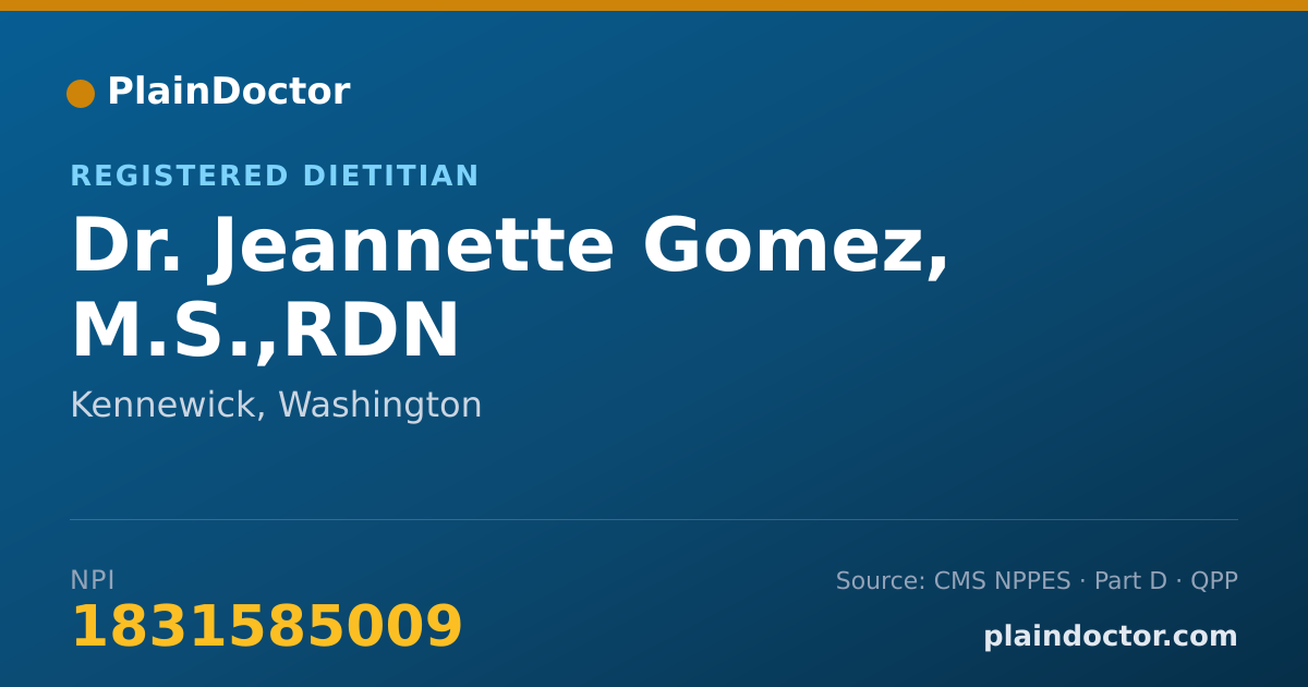 Shareable card for Jeannette Gomez, M.S.,RDN - Registered Dietitian, Kennewick, WA