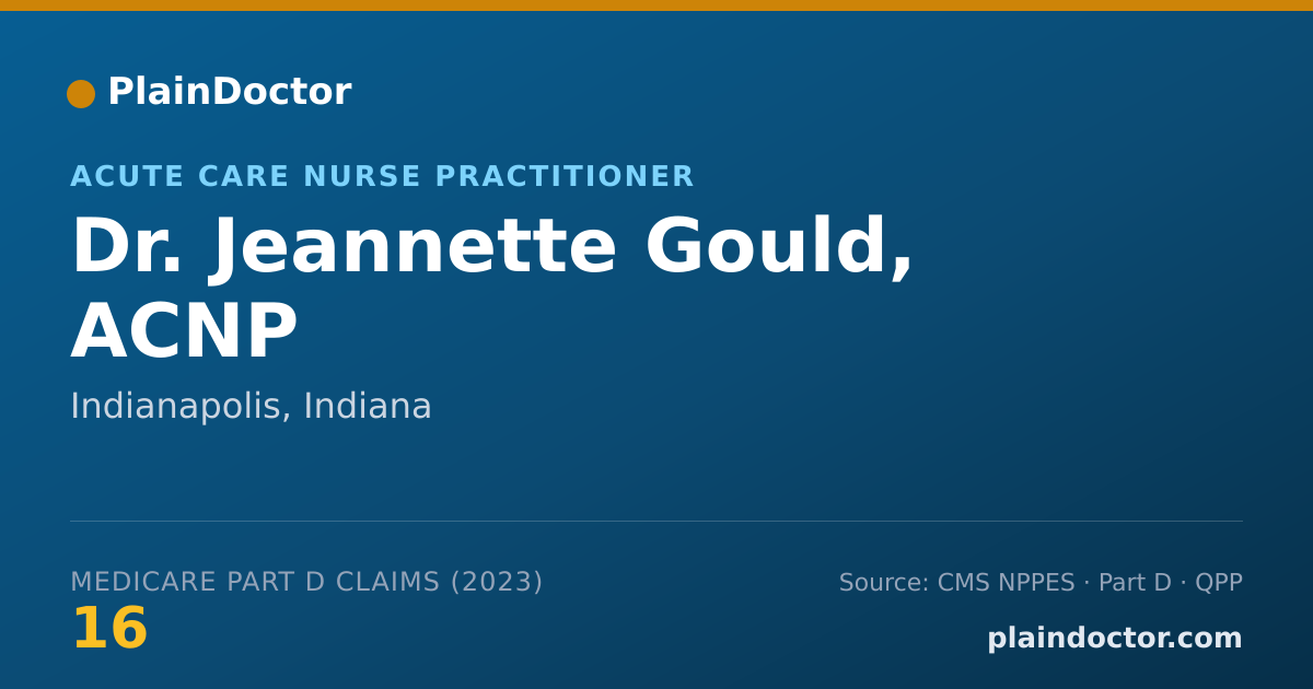 Shareable card for Jeannette Gould, ACNP - Acute Care Nurse Practitioner, Indianapolis, IN