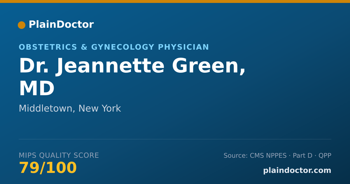 Shareable card for Jeannette Green, MD - Obstetrics & Gynecology Physician, Middletown, NY