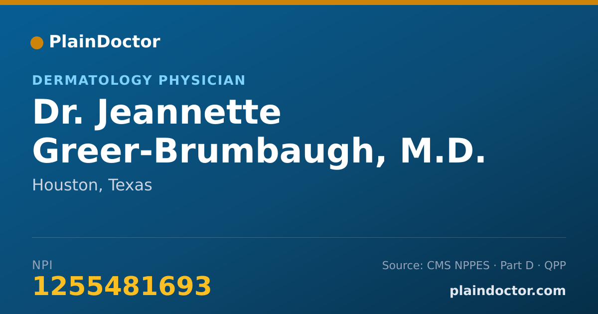 Shareable card for Jeannette Greer-Brumbaugh, M.D. - Dermatology Physician, Houston, TX