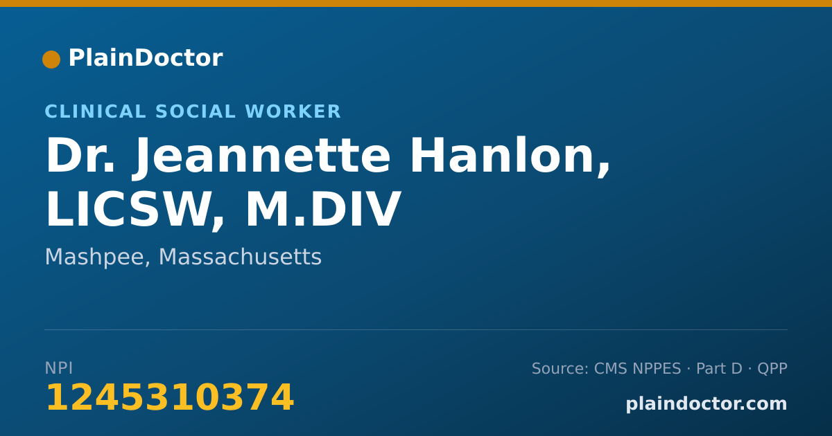 Shareable card for Jeannette Hanlon, LICSW, M.DIV - Clinical Social Worker, Mashpee, MA