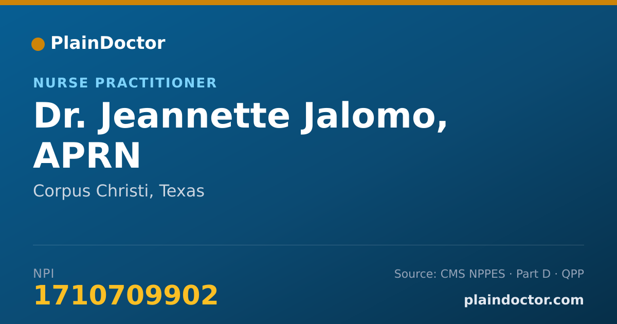 Shareable card for Jeannette Jalomo, APRN - Nurse Practitioner, Corpus Christi, TX