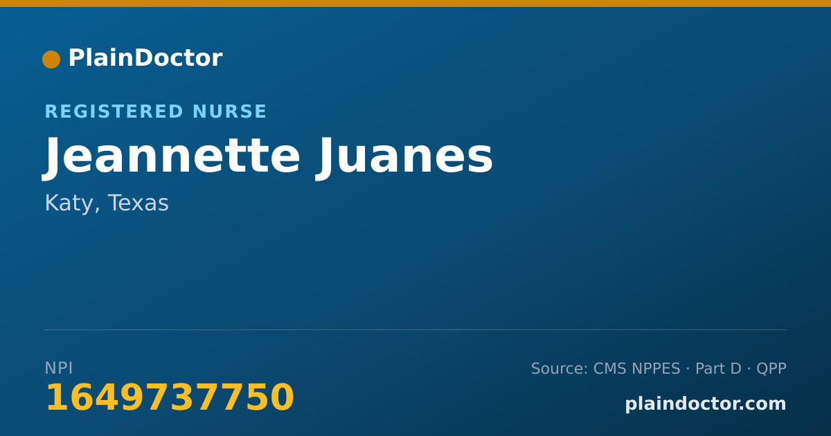 Shareable card for Jeannette Juanes - Registered Nurse, Katy, TX