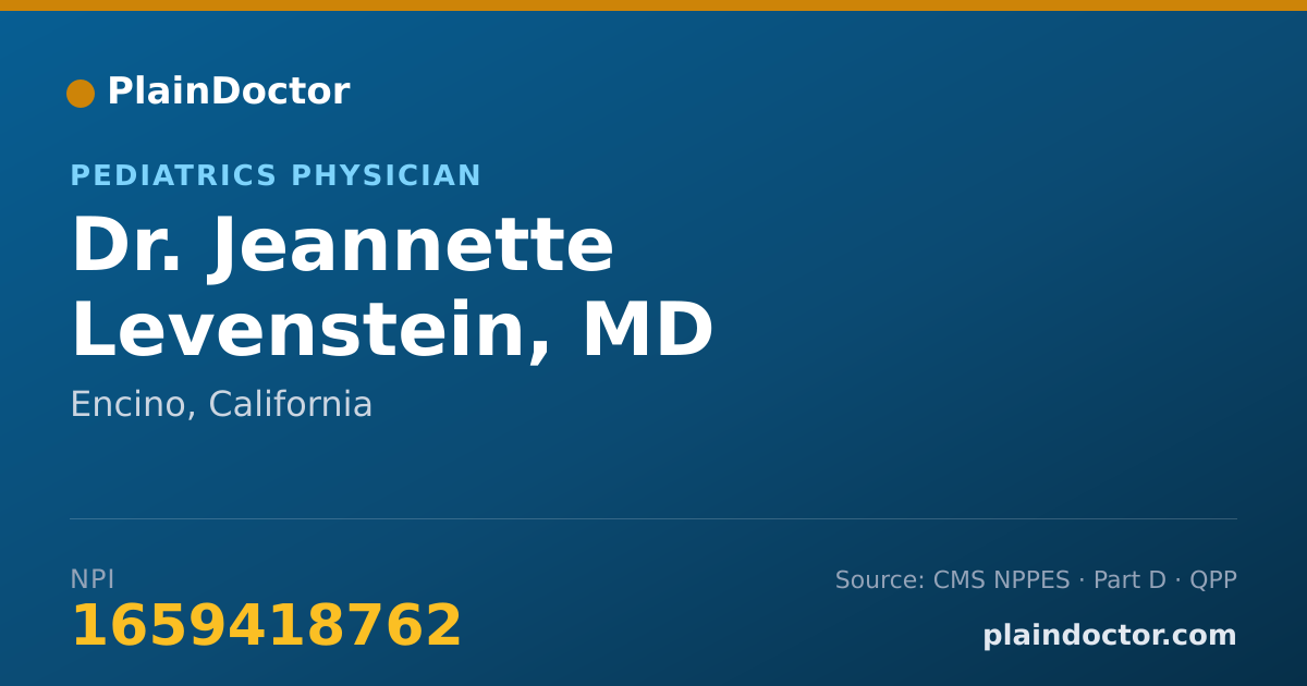 Shareable card for Jeannette Levenstein, MD - Pediatrics Physician, Encino, CA