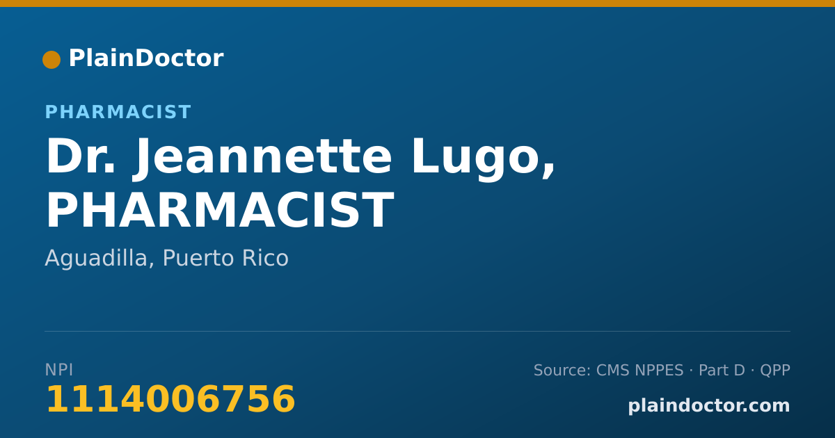 Shareable card for Jeannette Lugo, PHARMACIST - Pharmacist, Aguadilla, PR