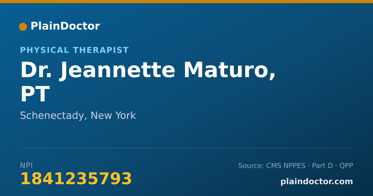 Shareable card for Jeannette Maturo, PT - Physical Therapist, Schenectady, NY