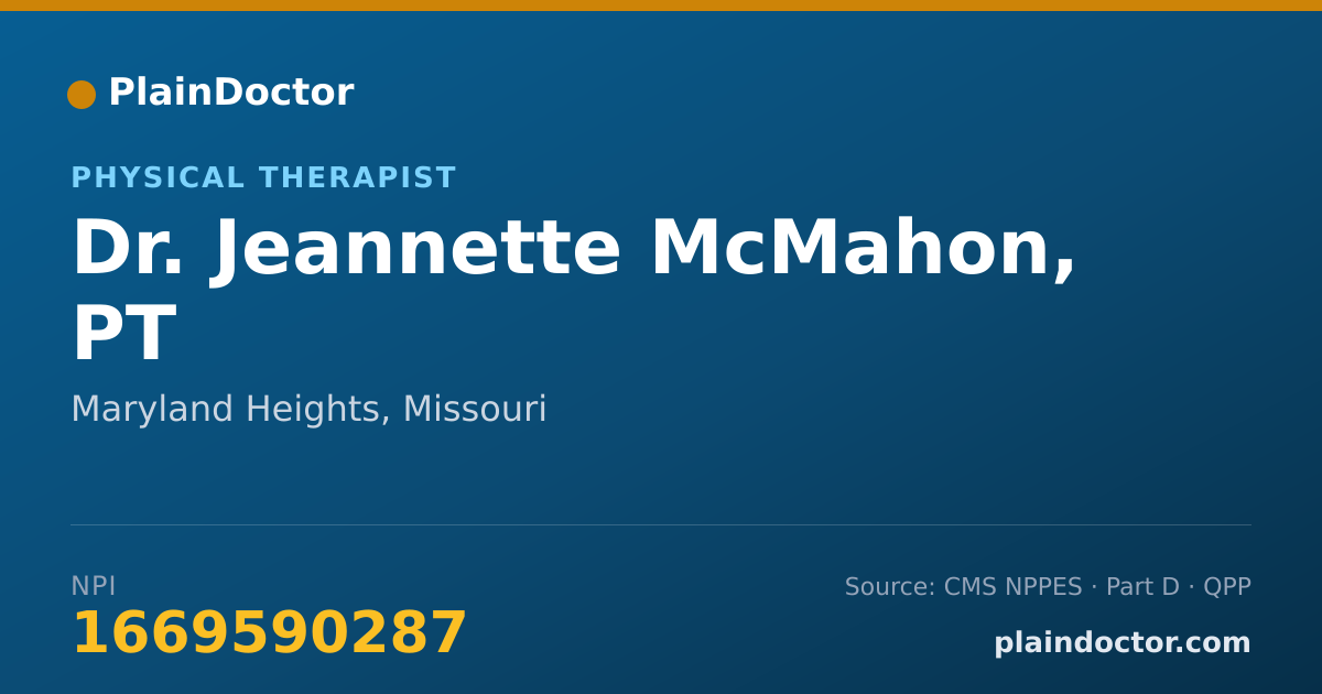 Shareable card for Jeannette McMahon, PT - Physical Therapist, Maryland Heights, MO