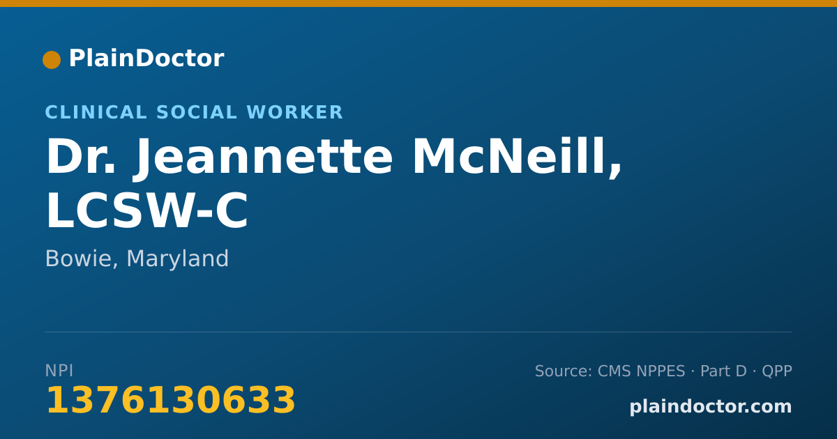 Shareable card for Jeannette McNeill, LCSW-C - Clinical Social Worker, Bowie, MD