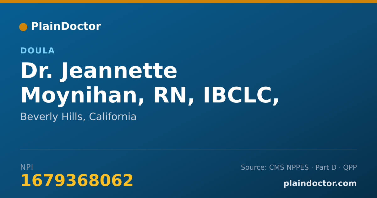 Shareable card for Jeannette Moynihan, RN, IBCLC, DOULA - Doula, Beverly Hills, CA