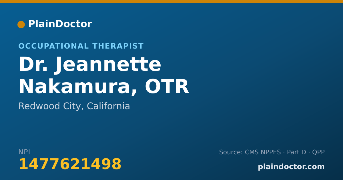 Shareable card for Jeannette Nakamura, OTR - Occupational Therapist, Redwood City, CA